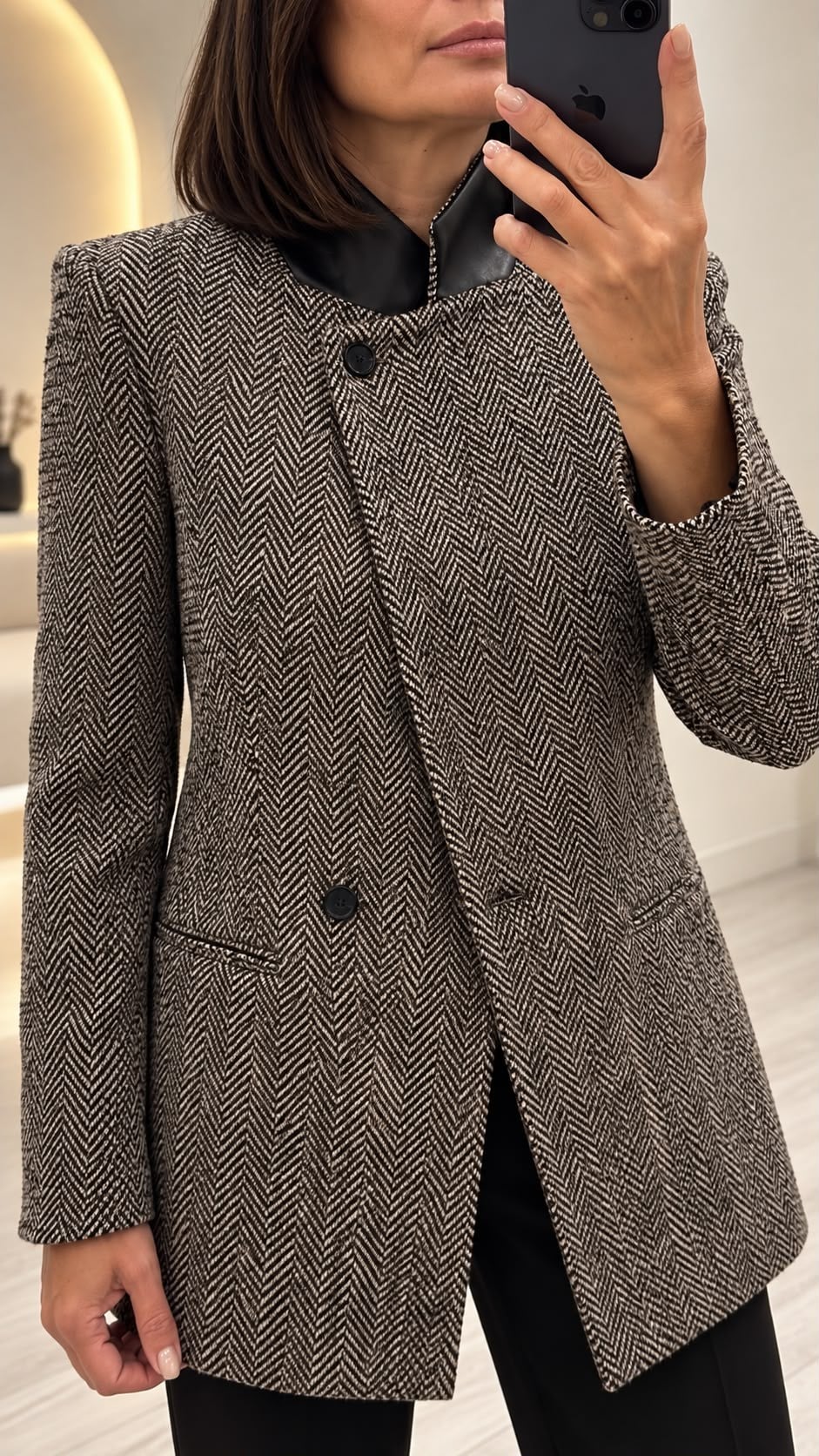 Acı Kahve Desenli Blazer Ceket 03019