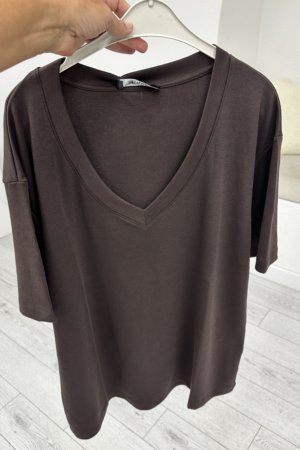 Acı Kahve V Yaka Kısa Kollu Tshirt 3296