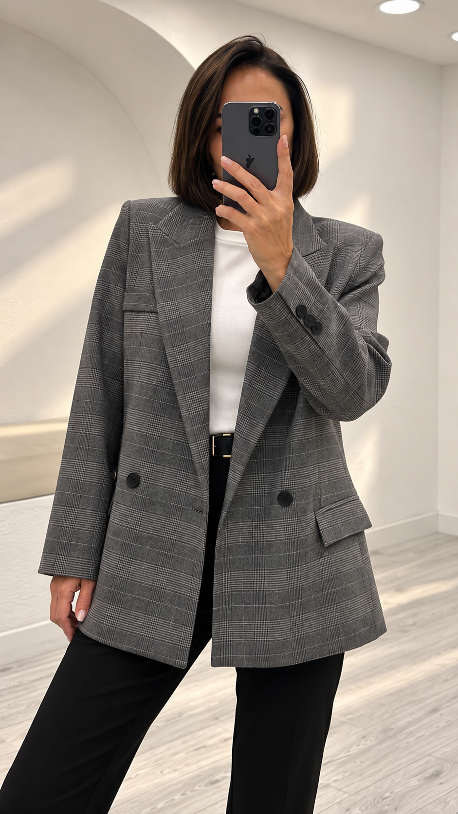 Antrasit Ekose Desen Blazer Ceket 03020