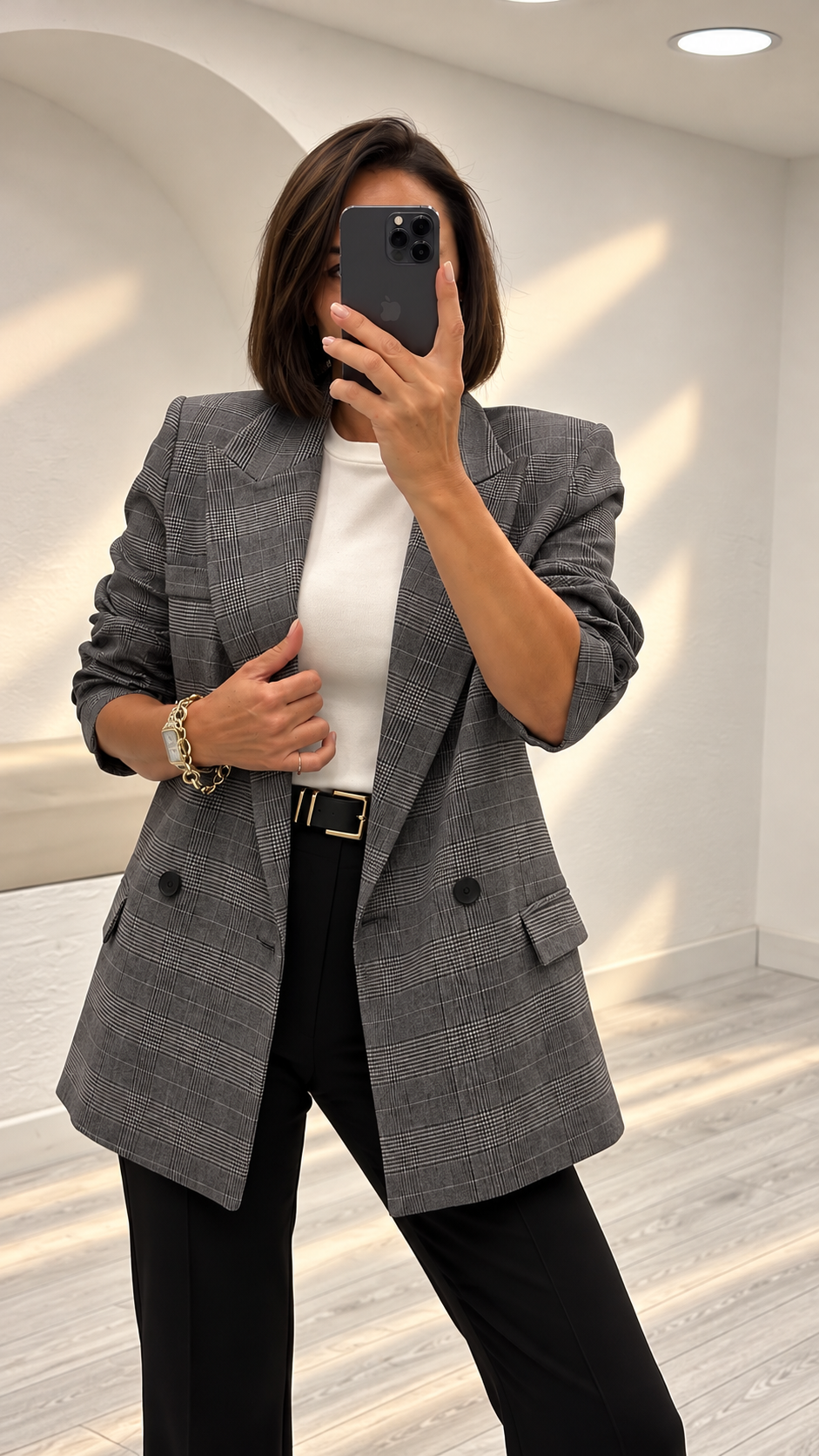 Antrasit Ekose Desen Blazer Ceket 03020