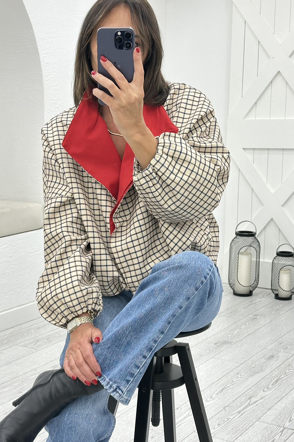 Bej Ekose Ceket 9054