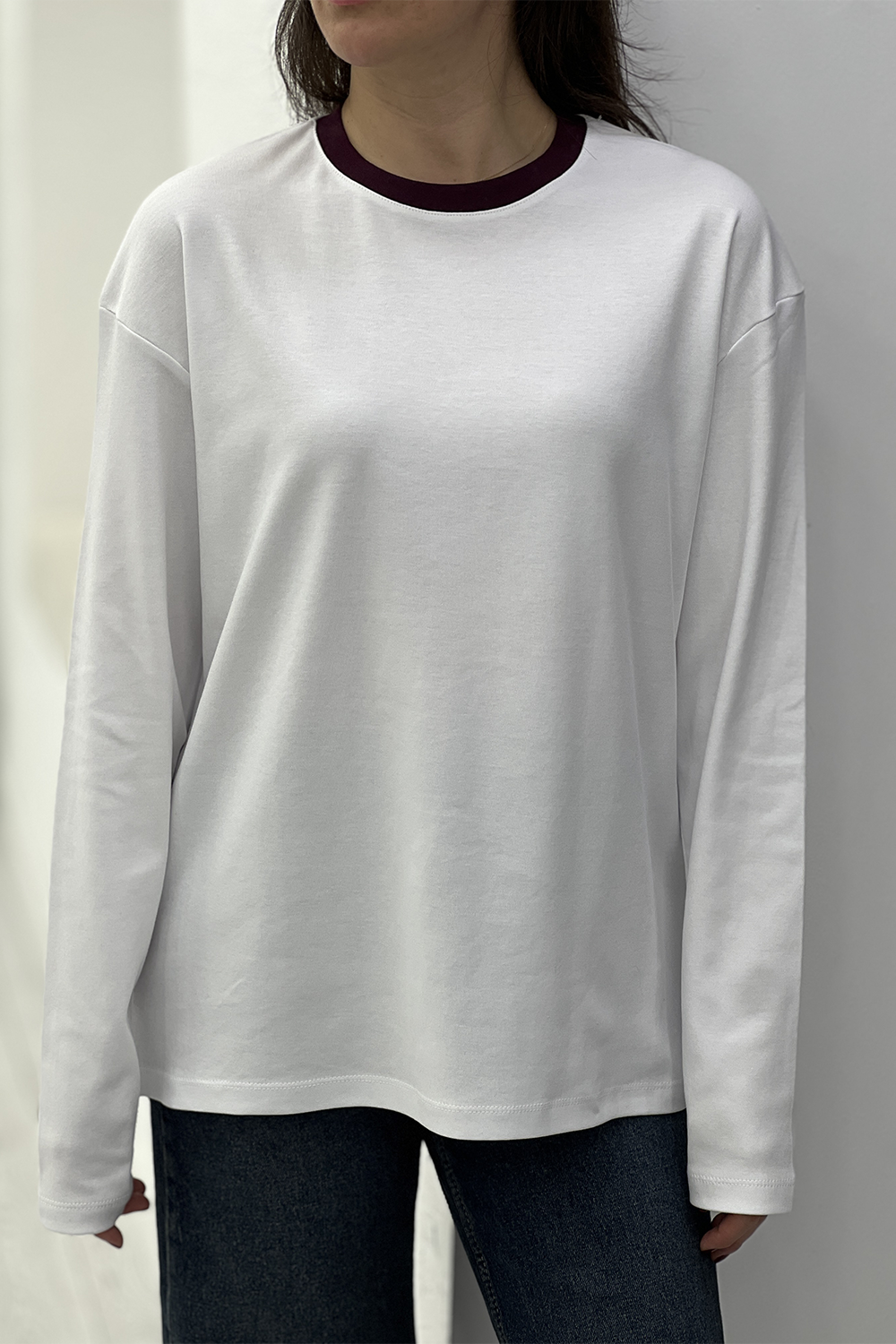 Beyaz Biyeli Basic Tshirt 241139