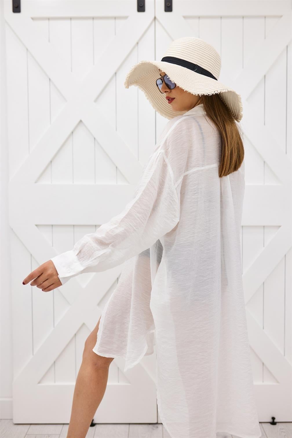 Beyaz Oversize Kimono 00307