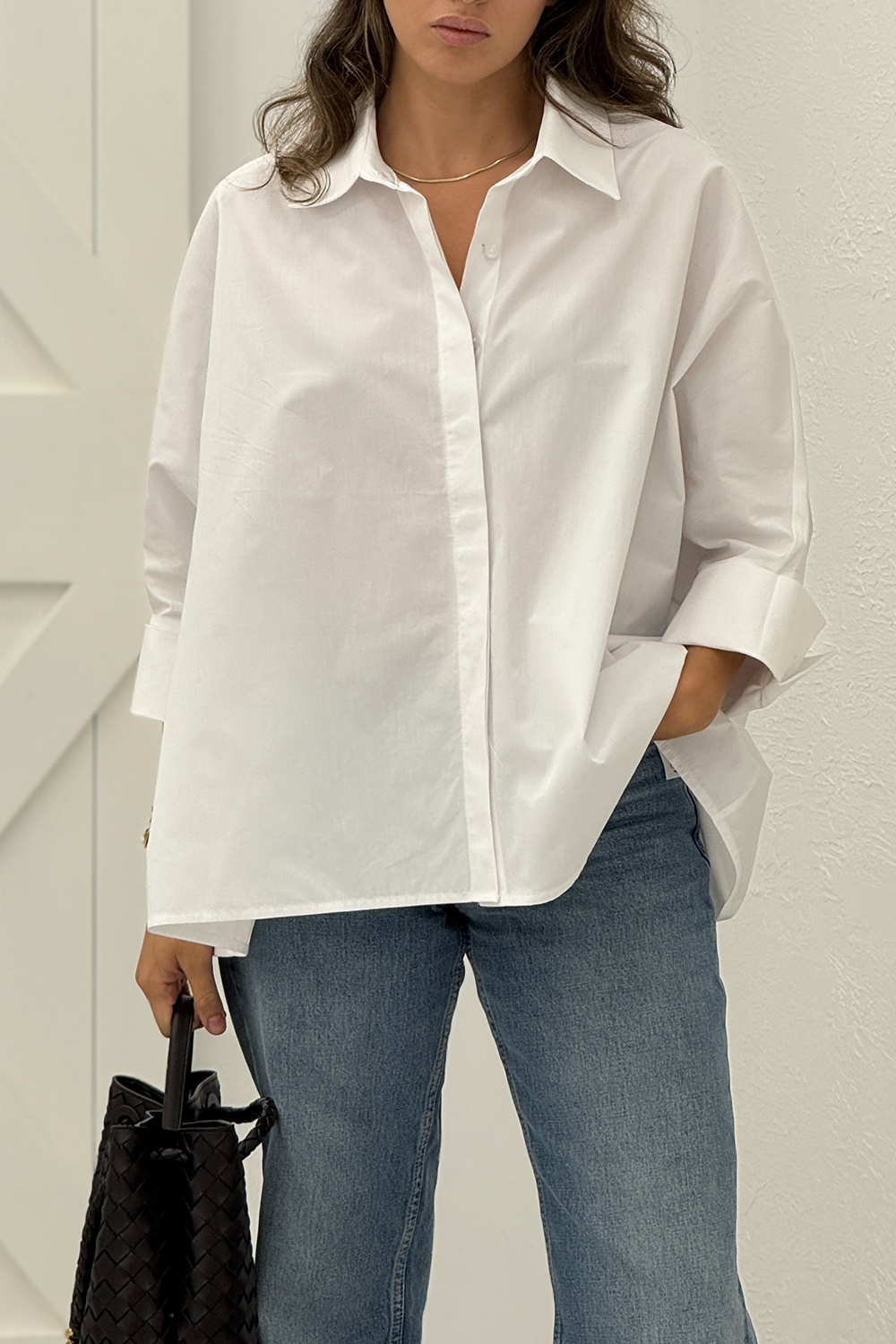 Beyaz Oversize Poplin Gömlek 4986