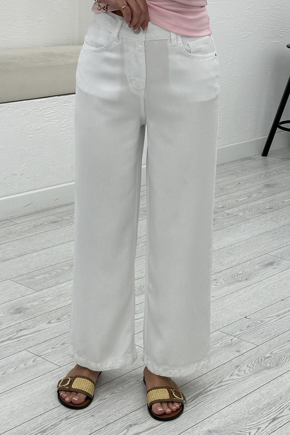 Beyaz Tensel Culotte Jean 01026