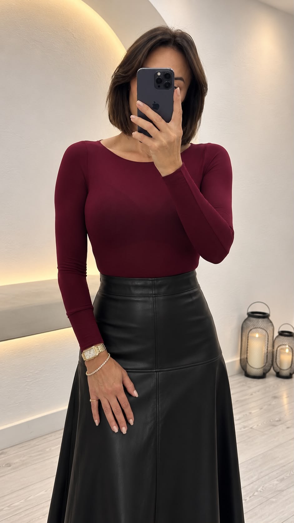 Bordo Kayık Yaka Transparan Bluz 5187