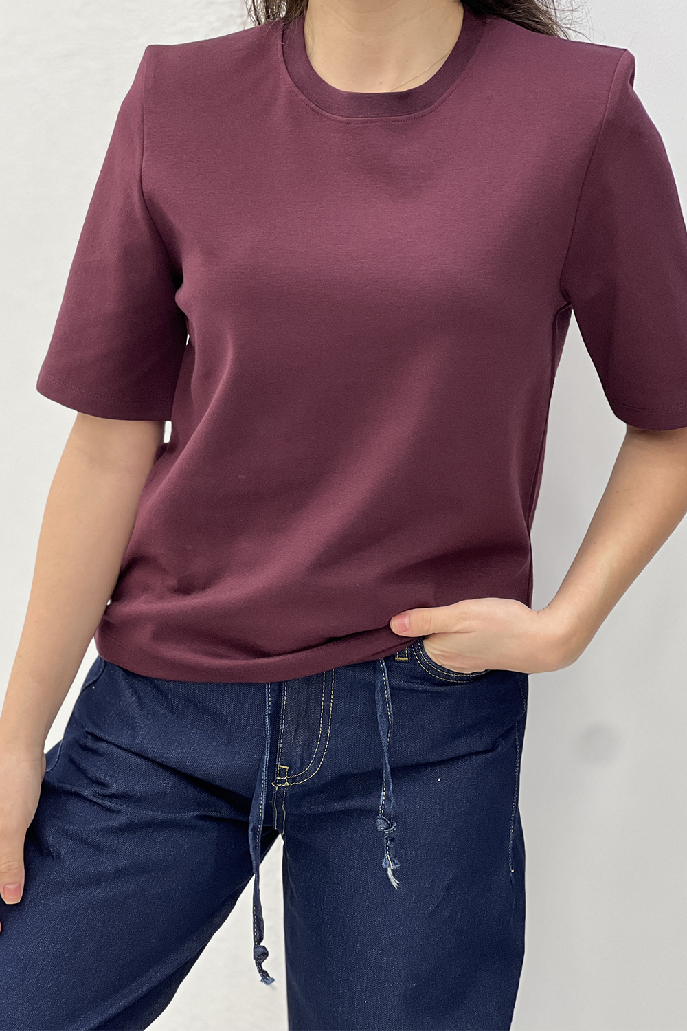 Bordo Vatkalı Tshirt 2410