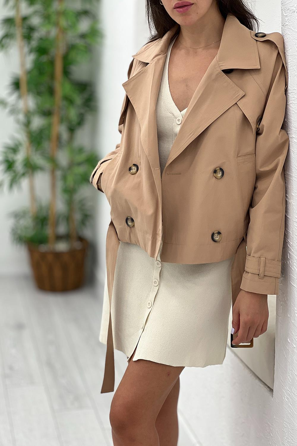 Camel Kısa Trençkot 7094