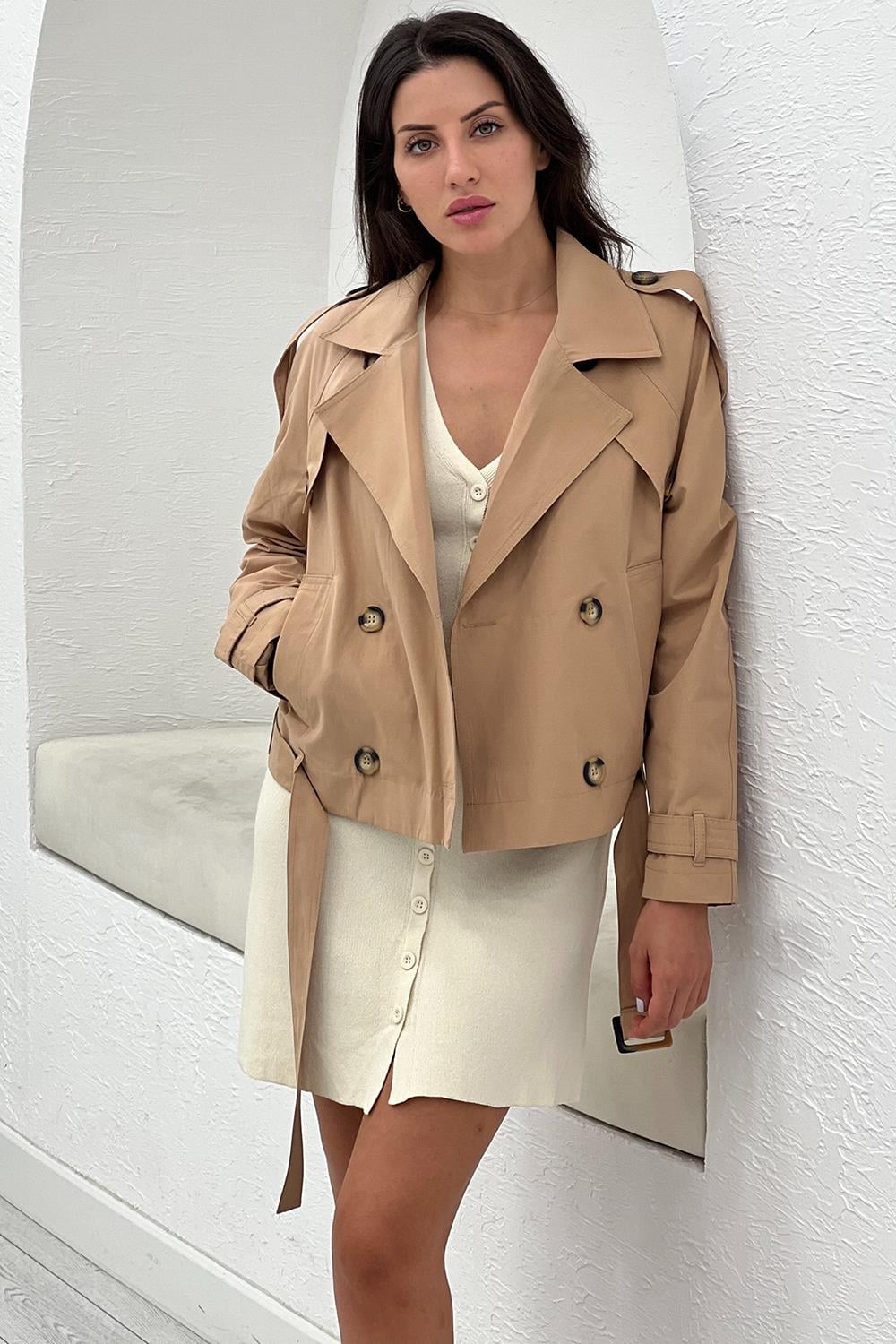 Camel Kısa Trençkot 7094