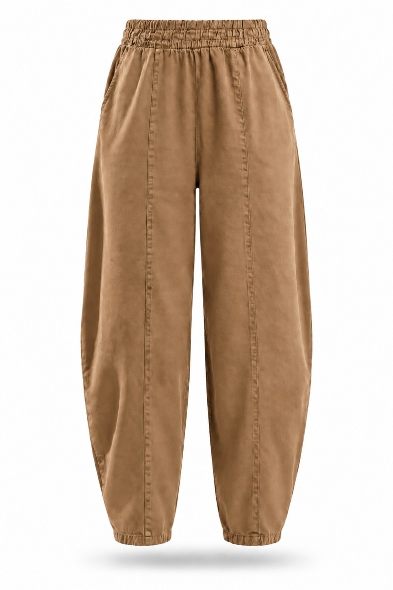 Camel Önden Dikişli Barrel Pantolon 031750