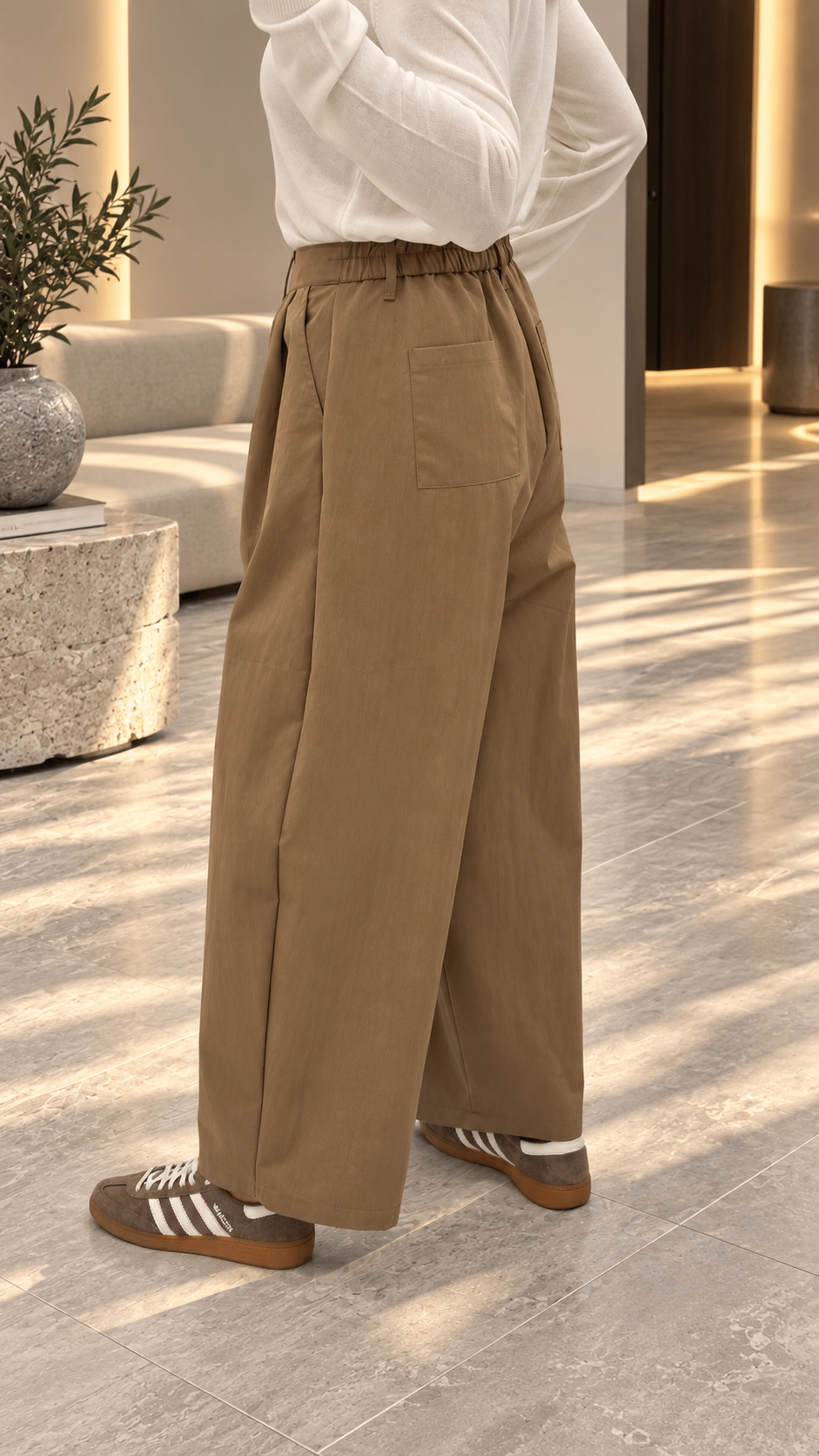 Camel Pileli Baggy Pantolon 51497