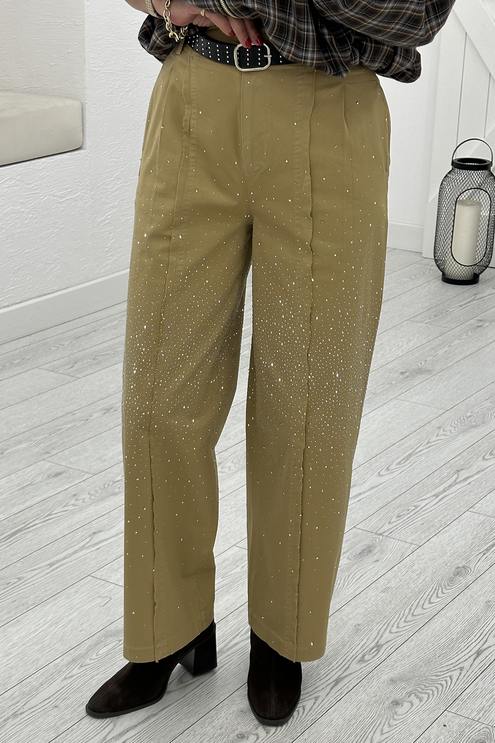 Camel Taşlı Kemerli Pantolon 51501