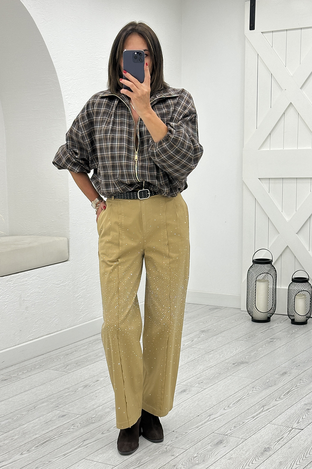 Camel Taşlı Kemerli Pantolon 51501