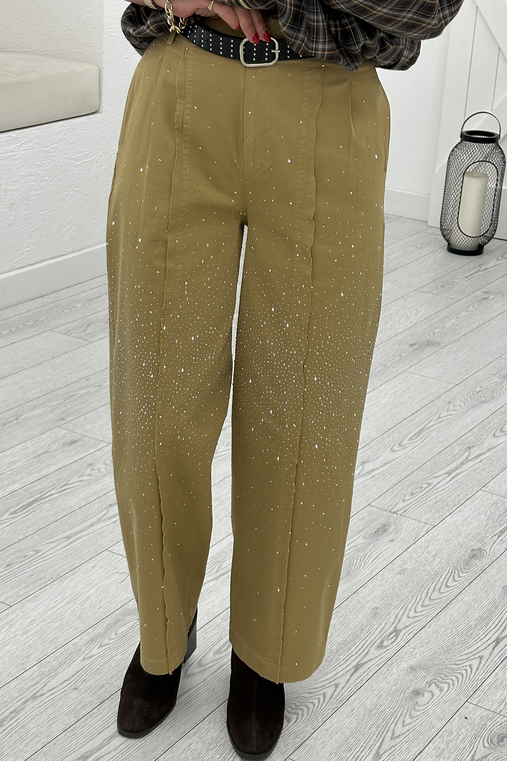 Camel Taşlı Kemerli Pantolon 51501