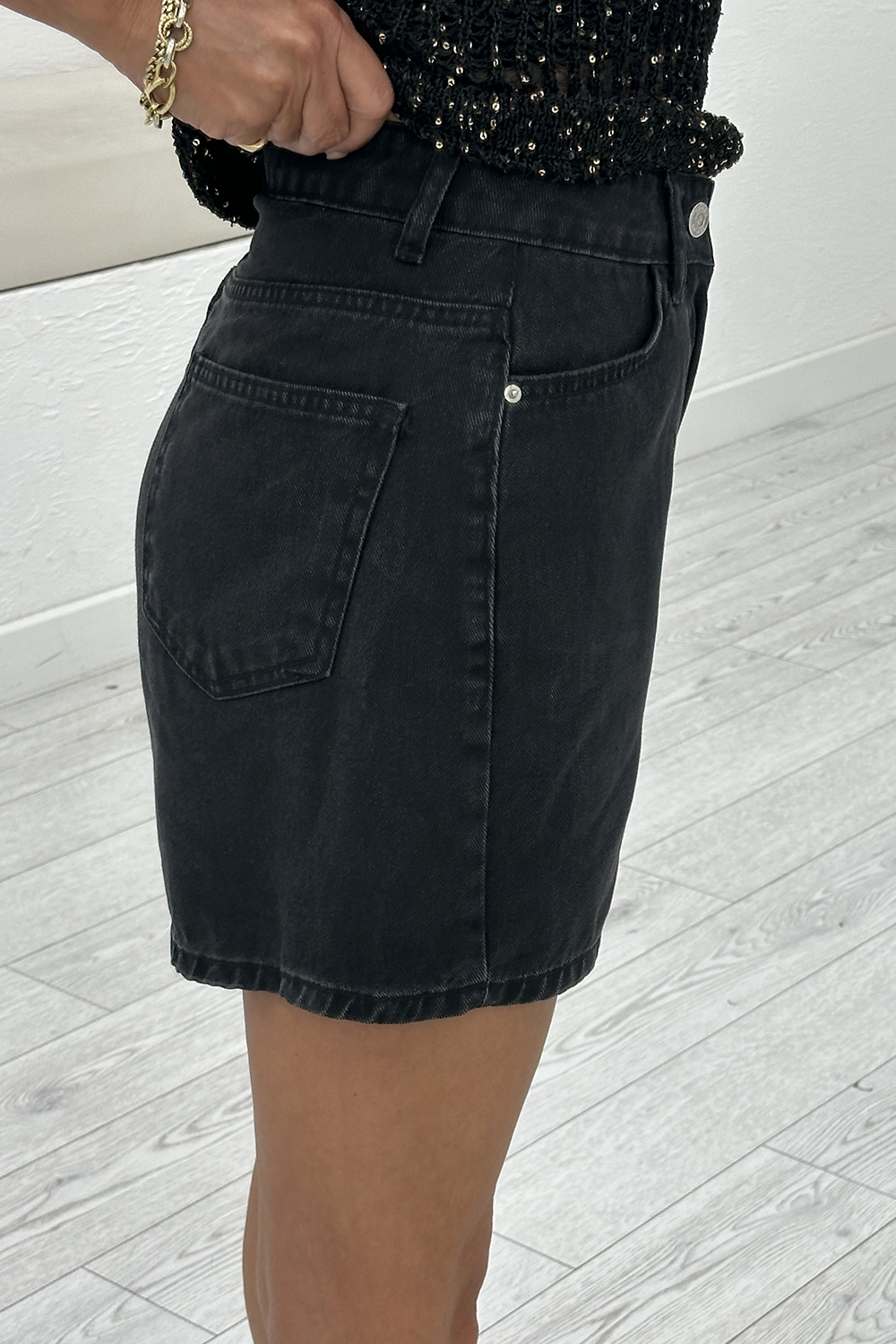 Füme Tensel Denim Şort 01087