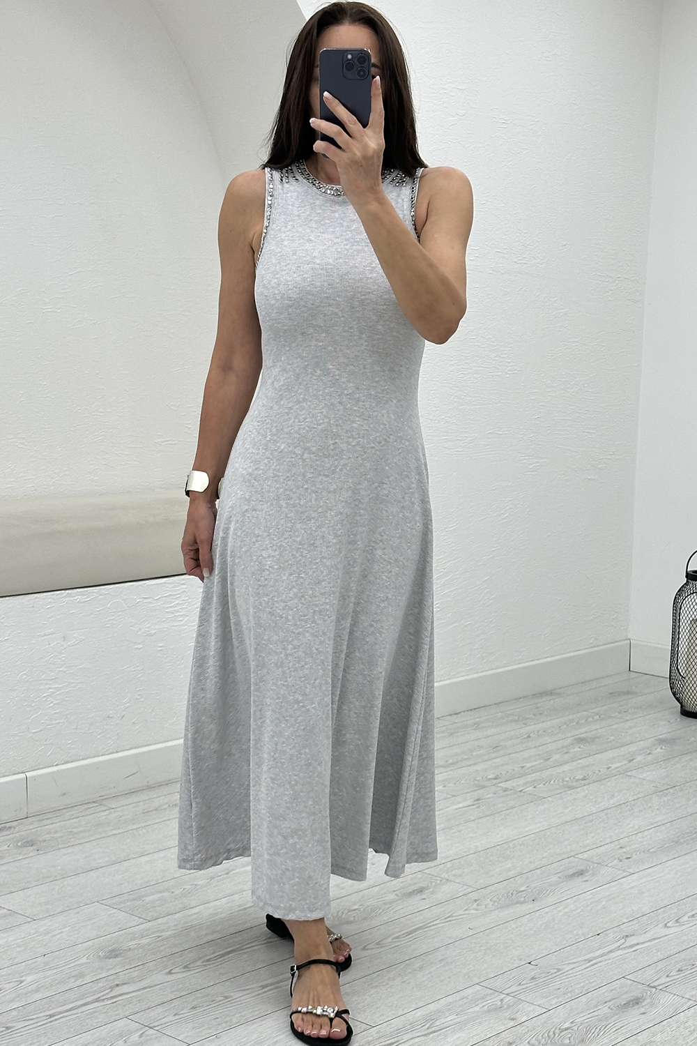 Gri Örme Elbise 8457