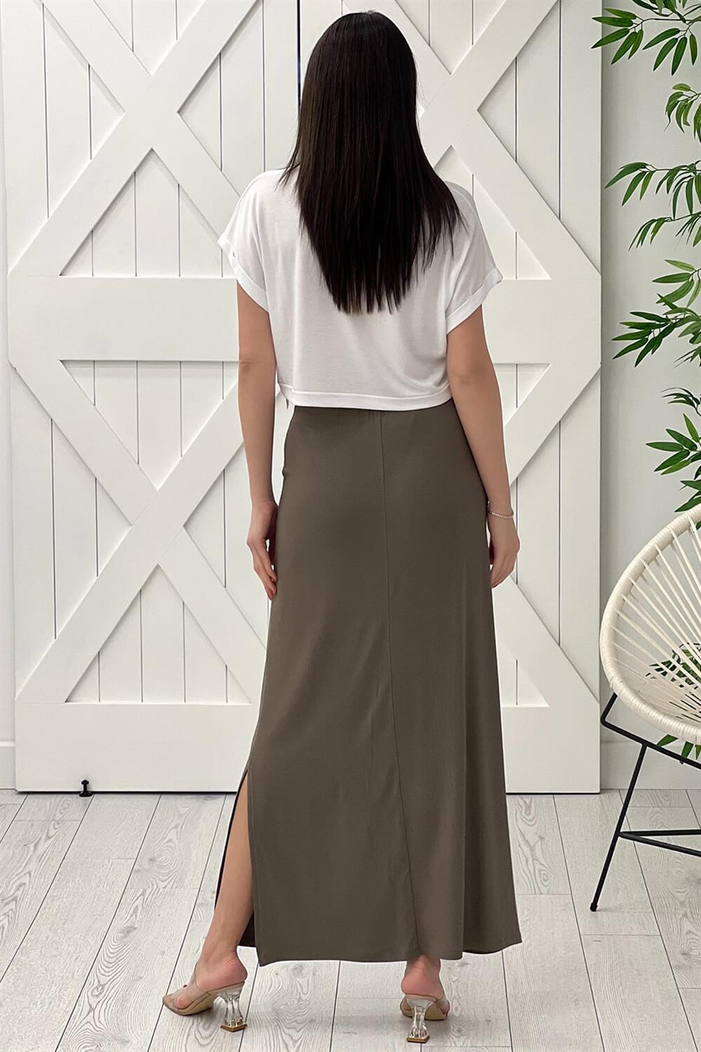 Haki Beli İpli Uzun Etek 2203040