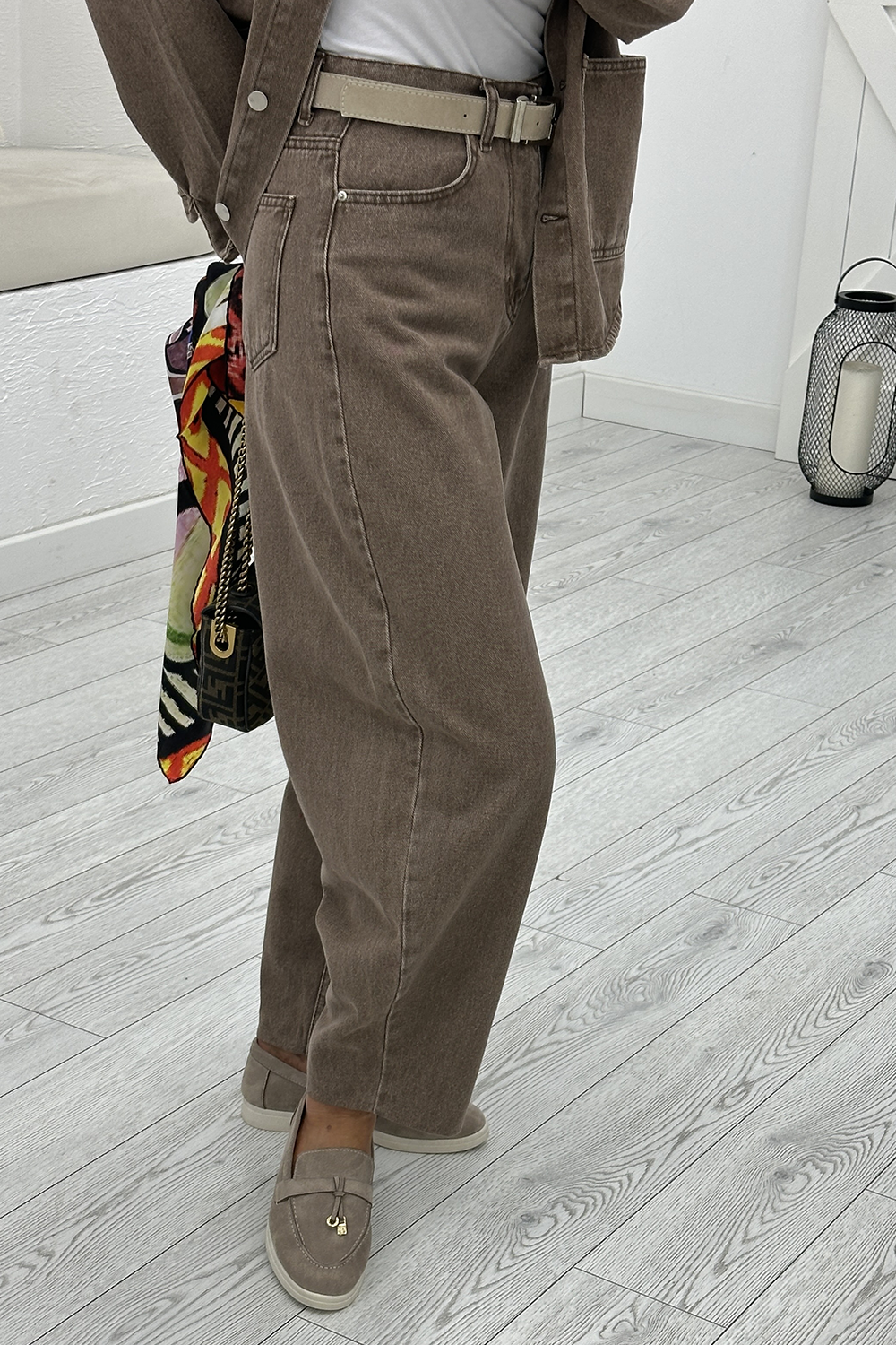 Kahverengi Barrel Jean 4209