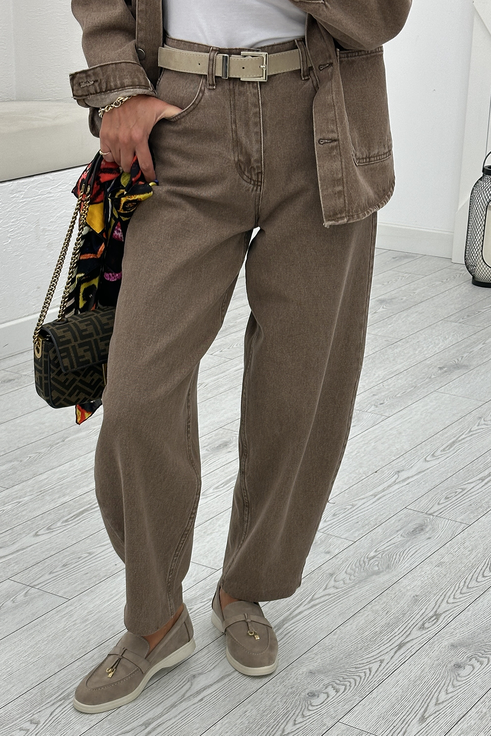 Kahverengi Barrel Jean 4209