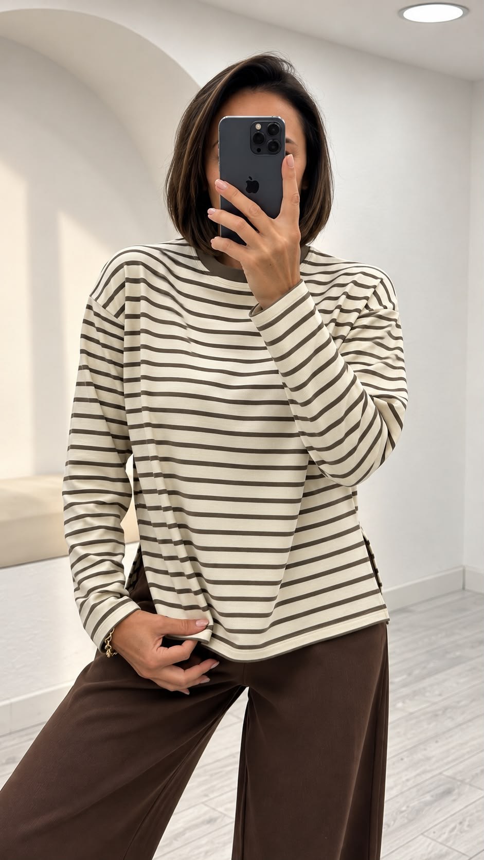 Kahverengi Çizgili Triko 26354