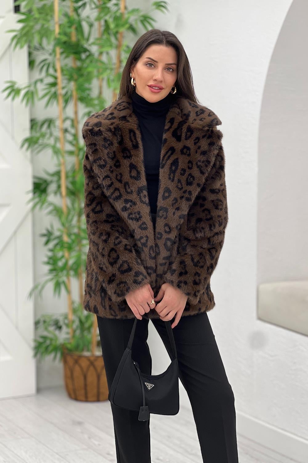 Kahverengi Leopar Suni Premium Kürk 508012