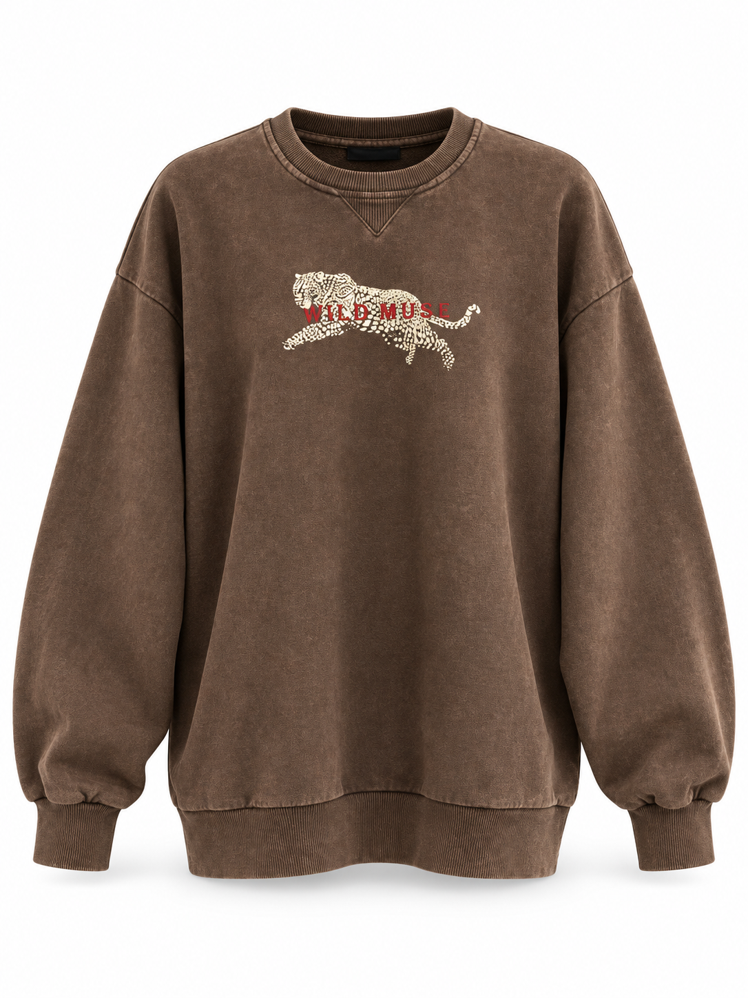 Kahverengi Nakışlı Sweatshirt 9109