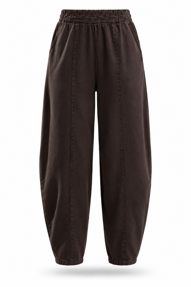 Kahverengi Önden Dikişli Barrel Pantolon 031750