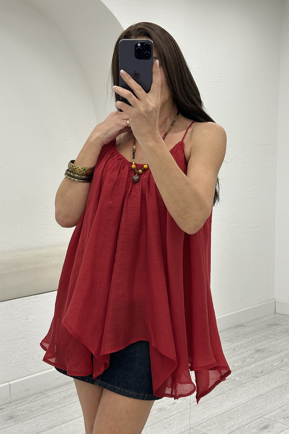 Kırmızı Askılı Bluz 5090