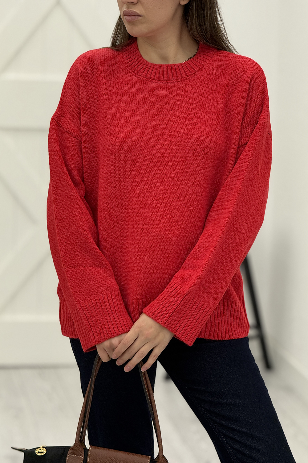 Kırmızı Bisiklet Yaka Kazak 3319