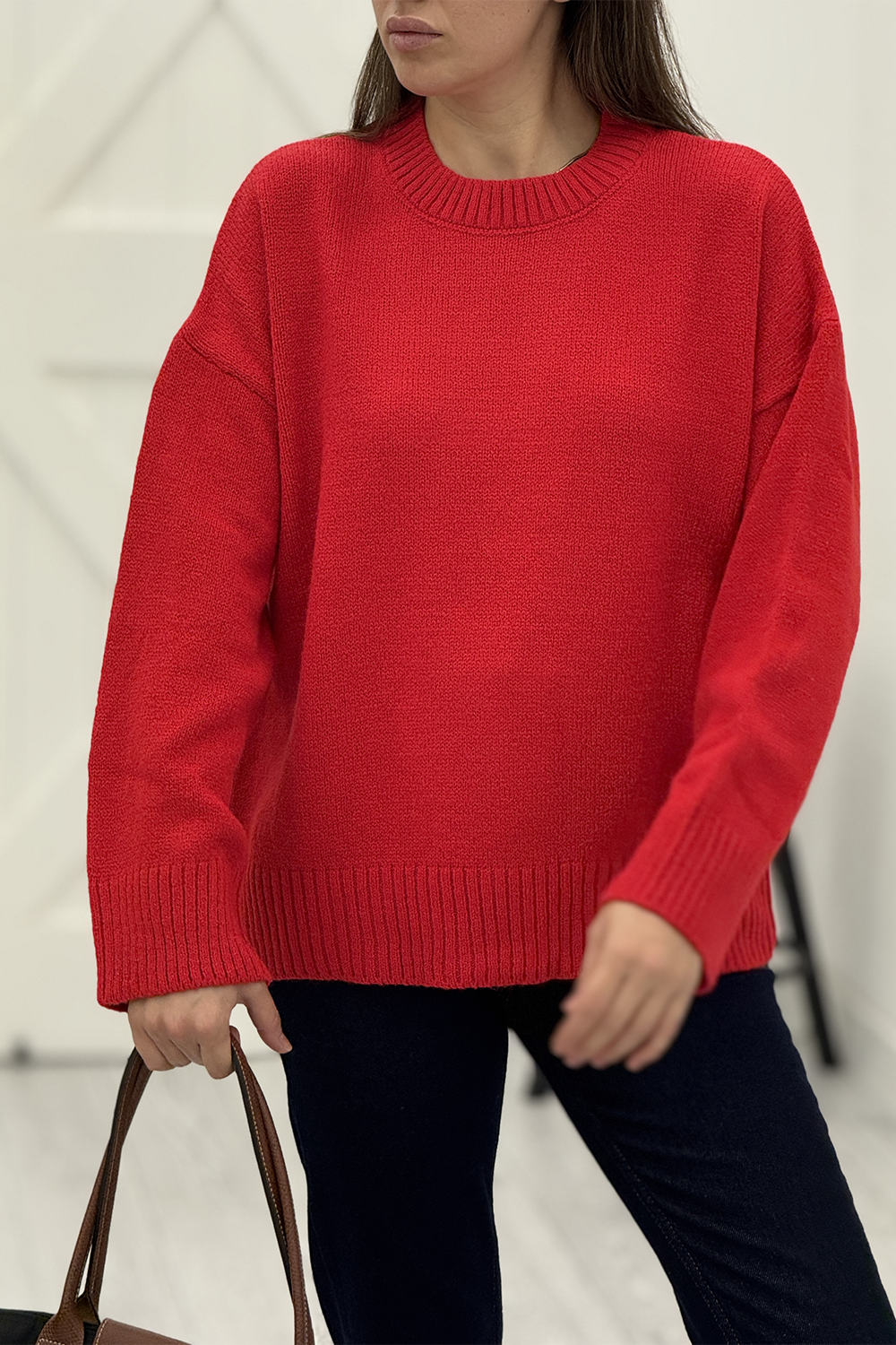 Kırmızı Bisiklet Yaka Kazak 3319