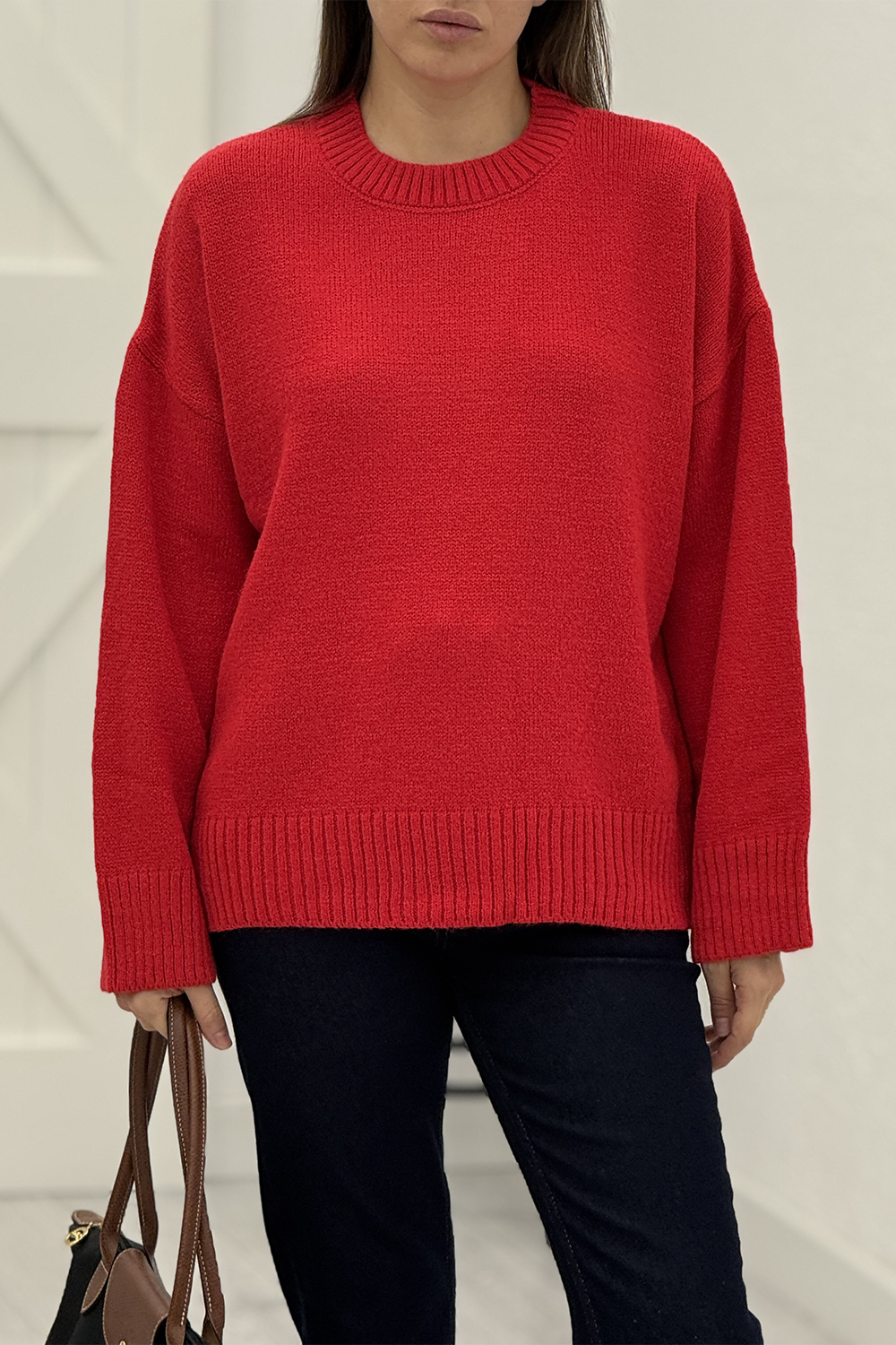 Kırmızı Bisiklet Yaka Kazak 3319