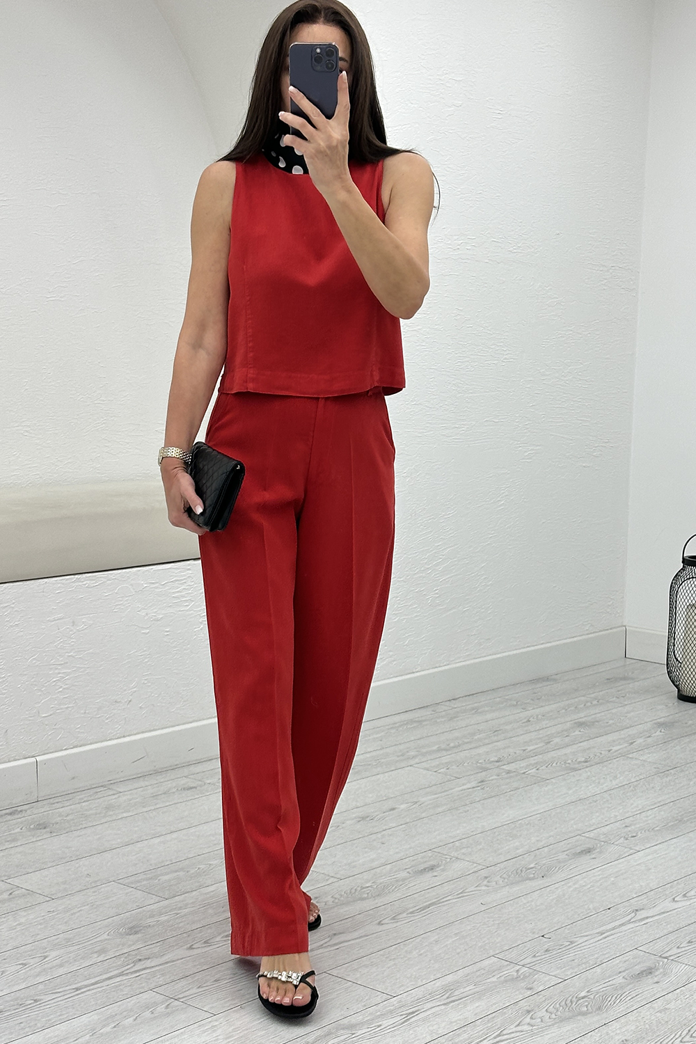 Kırmızı Crop Pantolon Takım 0010