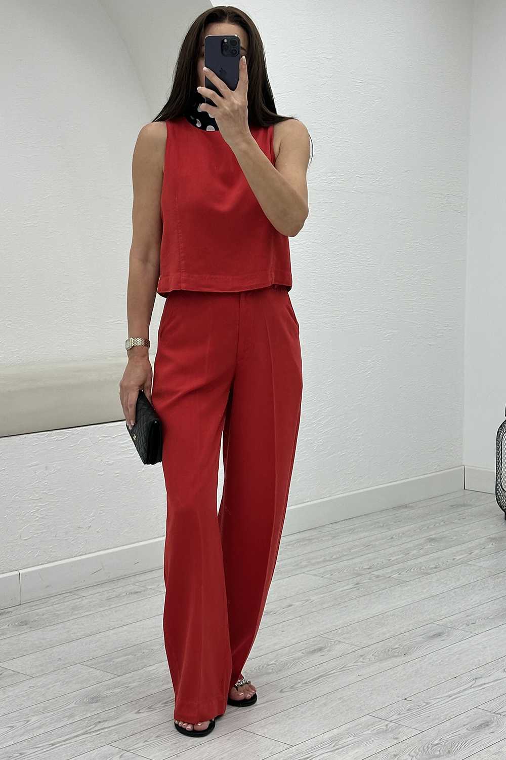 Kırmızı Crop Pantolon Takım 0010
