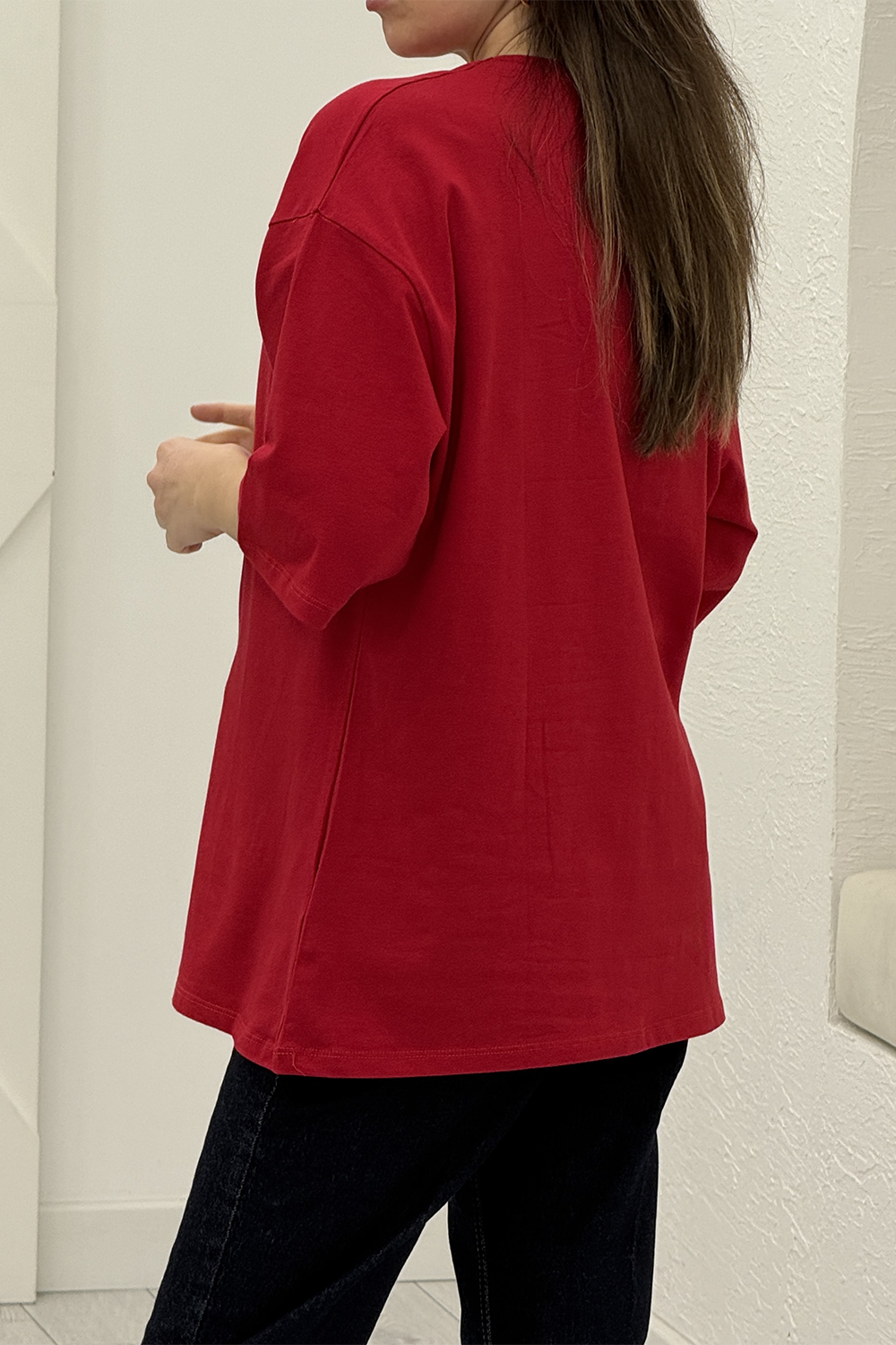 Kırmızı Oversize Basic Tshirt 1100