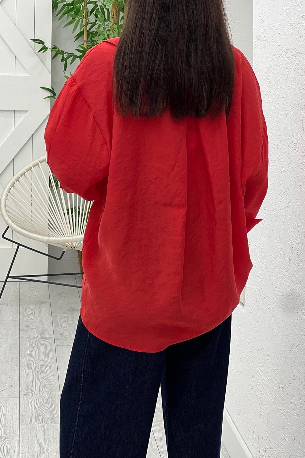 Kırmızı Oversize Gömlek 4612
