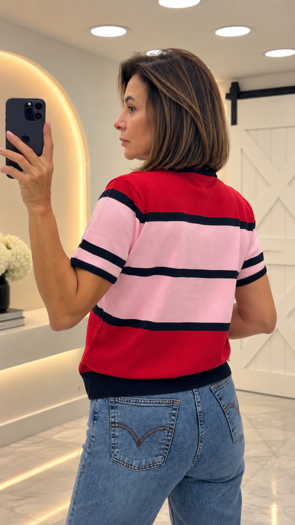 Kırmızı Polo Yaka Önü Düğmeli Triko 5469
