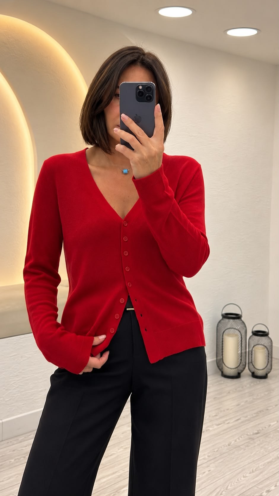 Kırmızı V Yaka Hırka 251367