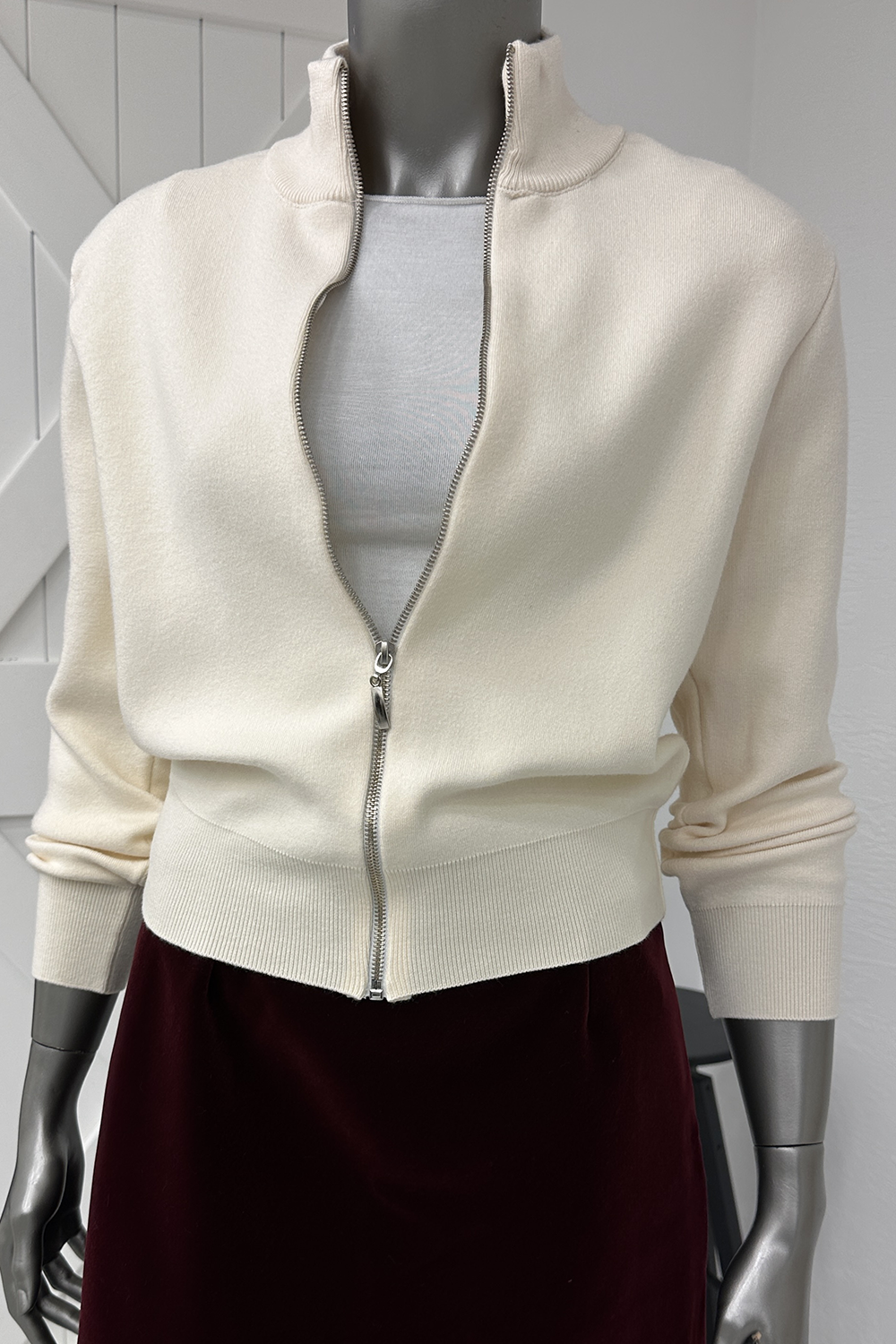 Krem Fermuarlı Hırka 24171