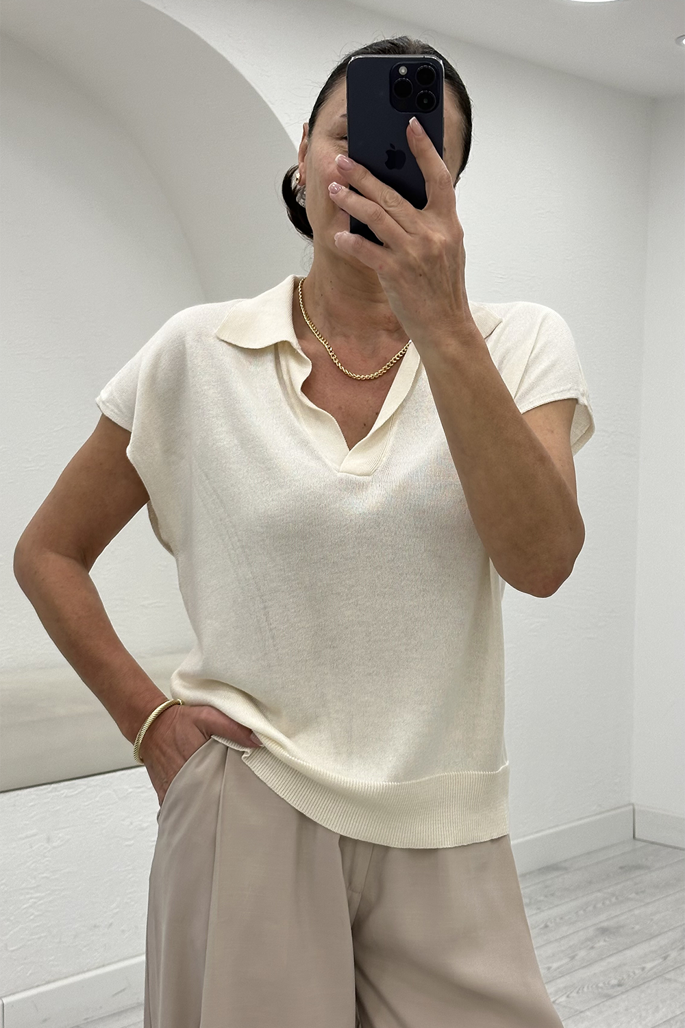 Krem Polo Yaka Triko 3842