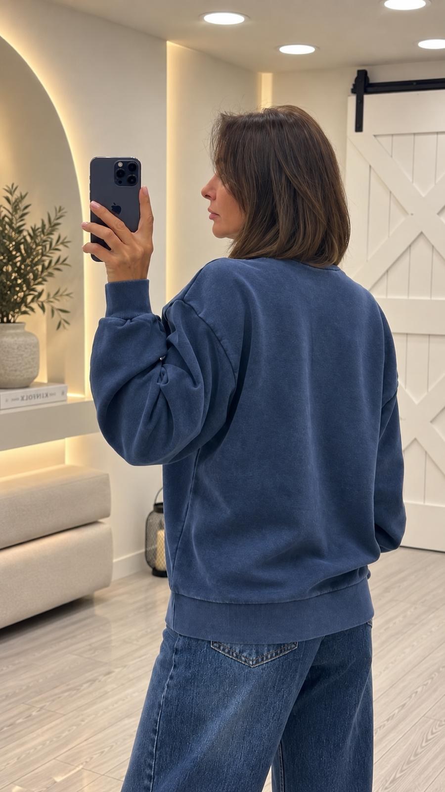 Lacivert Baskılı Sweatshirt 4248