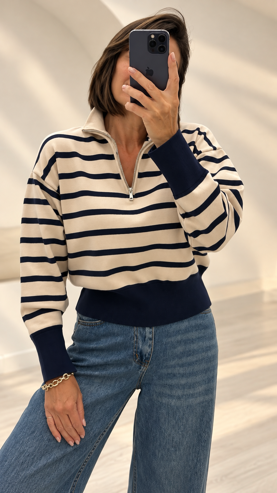 Lacivert Çizgili Triko 1246