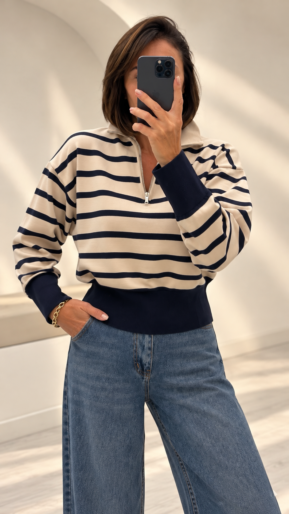 Lacivert Çizgili Triko 1246