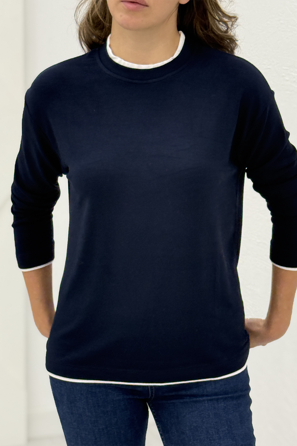 Lacivert Duble Yaka Tshirt 3118