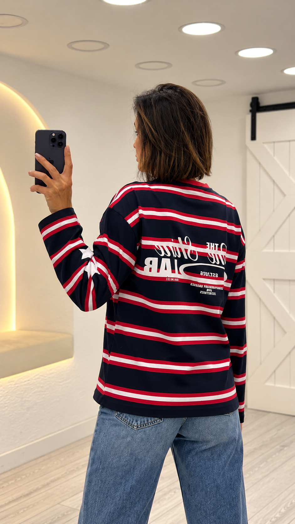 Lacivert-Kırmızı Çizgili Tshirt 4821