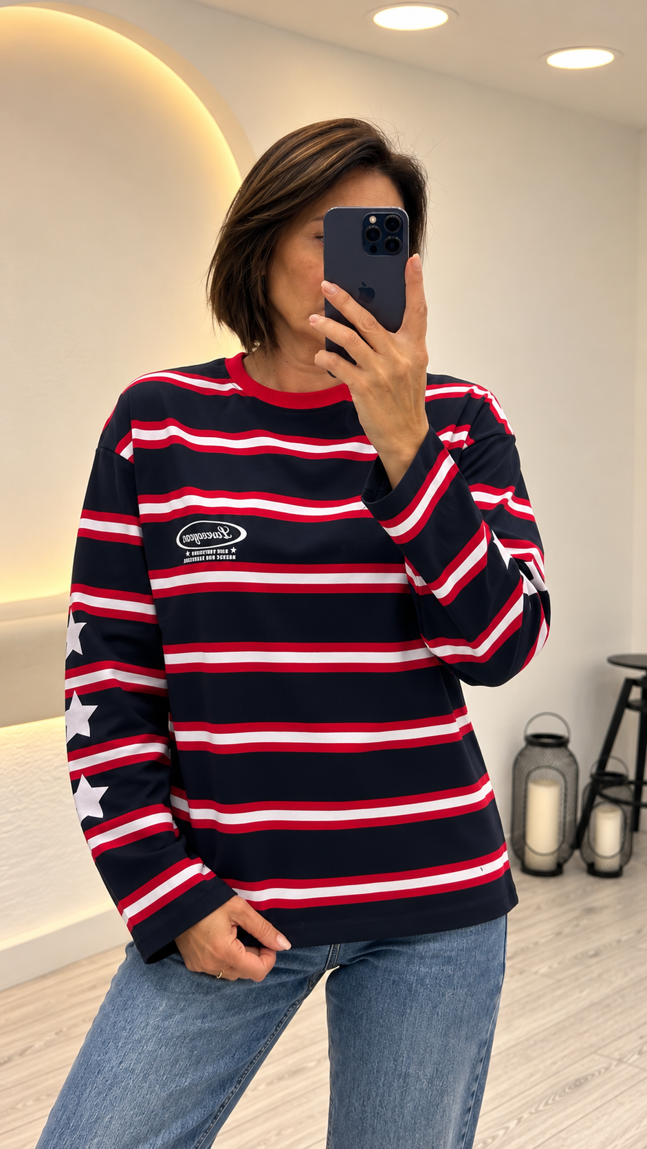 Lacivert-Kırmızı Çizgili Tshirt 4821