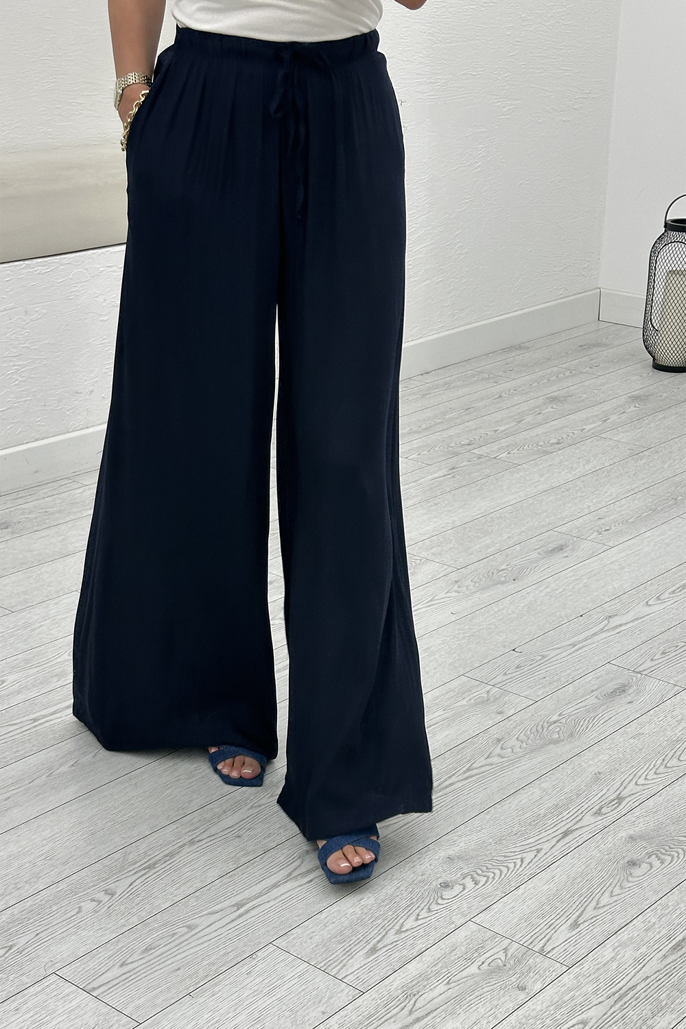 Lacivert Saten Pantolon 1363