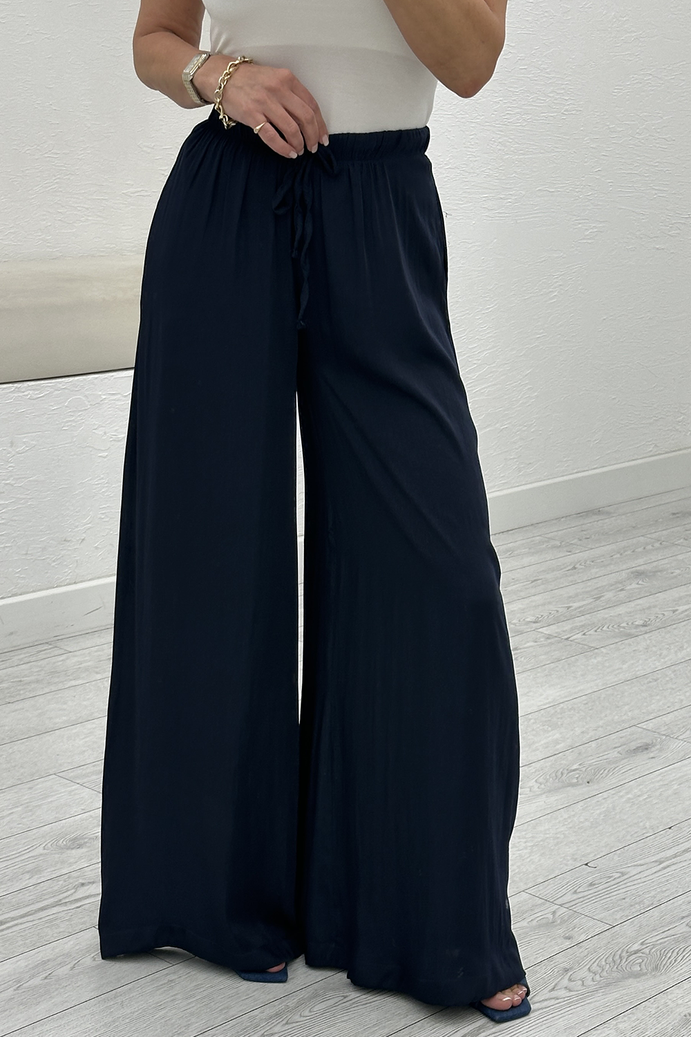 Lacivert Saten Pantolon 1363