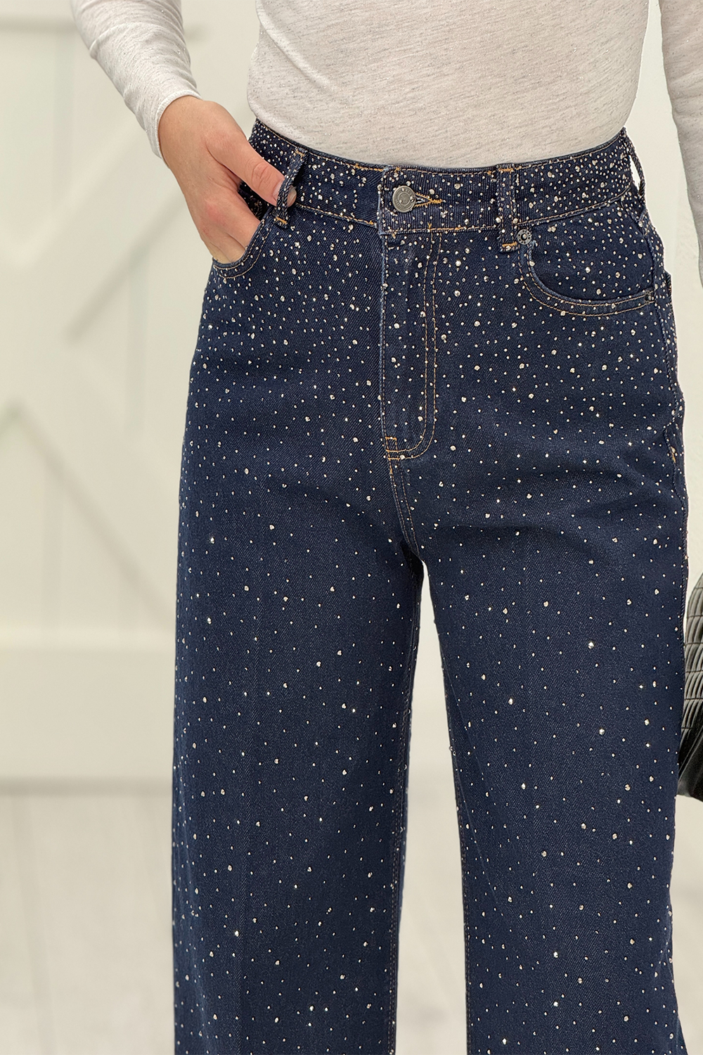 Lacivert Taşlı Jean Pantolon 3494