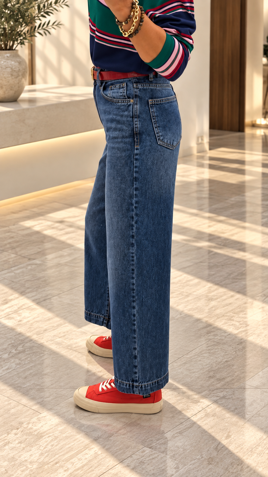 Mavi Kemerli Jean Pantolon 01028