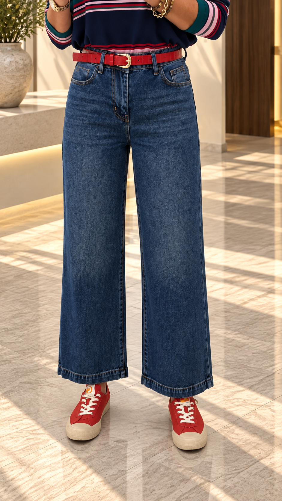 Mavi Kemerli Jean Pantolon 01028